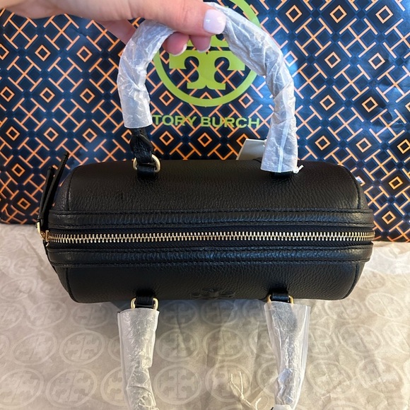 Tory Burch Thea Mini Satchel Crossbody Bag Black Gold - Picture 4 of 14